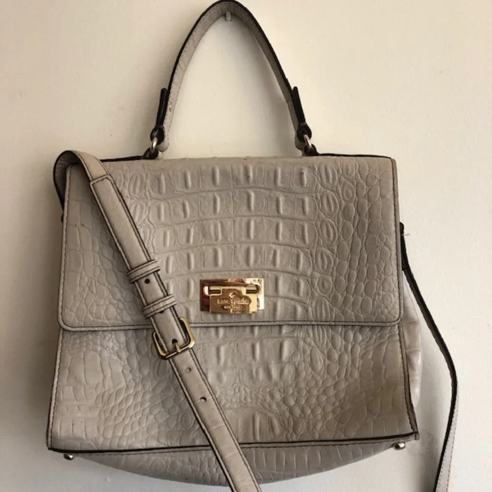 KATE SPADE Doris Orchard Valley Grey Leather Satchel/Shoulder Bag